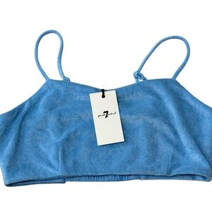 7 For All Mankind Light Blue Knit Top Swim CoverUp Bralet Terrycloth